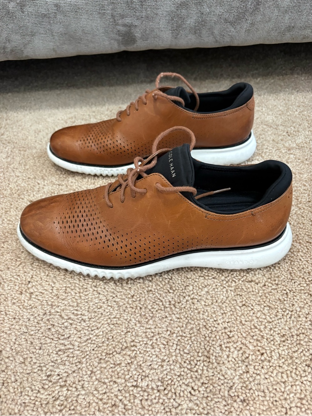 Cole Haan Zero Grand Leather Perforated Oxfords with White Sole